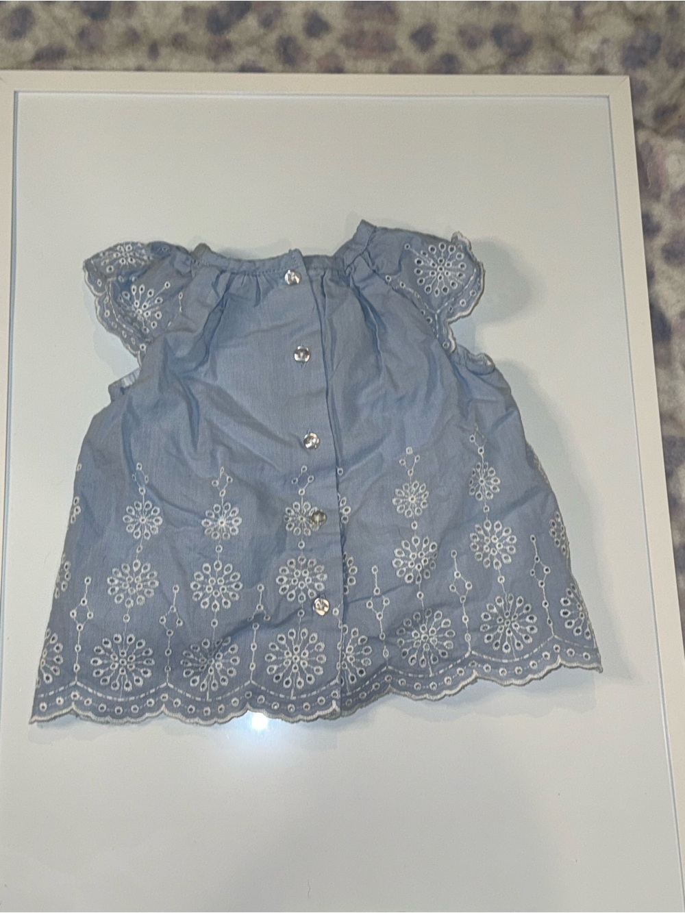 Little Me Light Blue Eyelet Button-Front Blouse